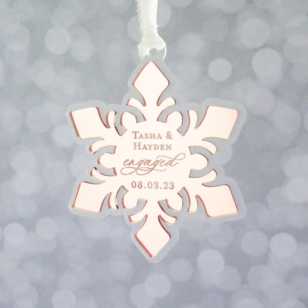 Acrylic Snowflake Ornament – Rose Gold Mirror Acrylic Snowflake Ornament - Rose Gold Mirror