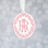 Vintage Monogram Holiday Ornament personalized monogram Christmas ornament in blush mirror acrylic