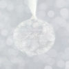 baby's first Christmas ornament with pine cones and pine branches detail - clear engraved acrylic