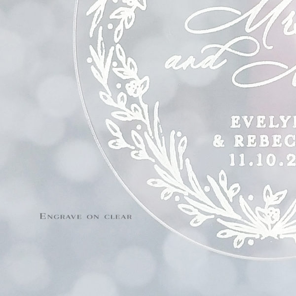clear acrylic engraving detail