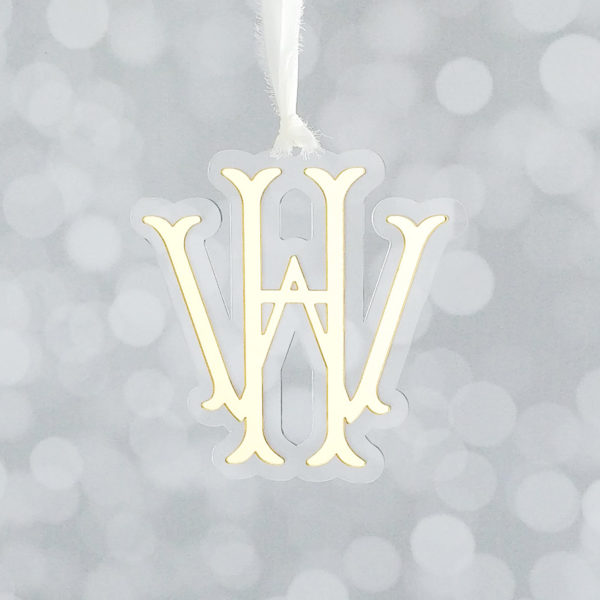 fishtail vintage monogram ornament - layered acrylic