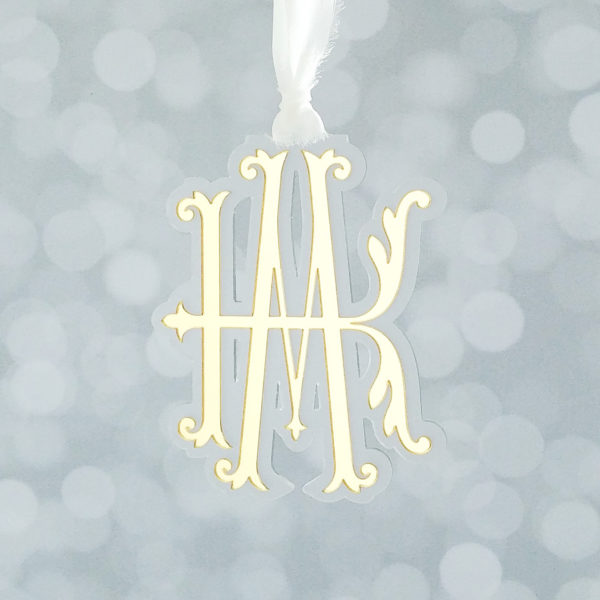 layered monogram acrylic Christmas ornament