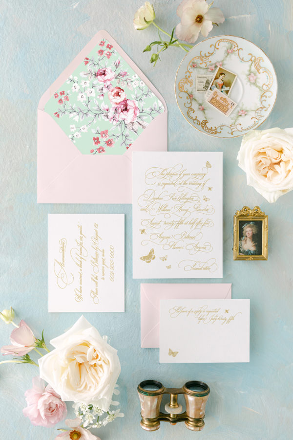 DAPHNE SUITE regency inspired wedding invitation with a chinoiserie envelope liner