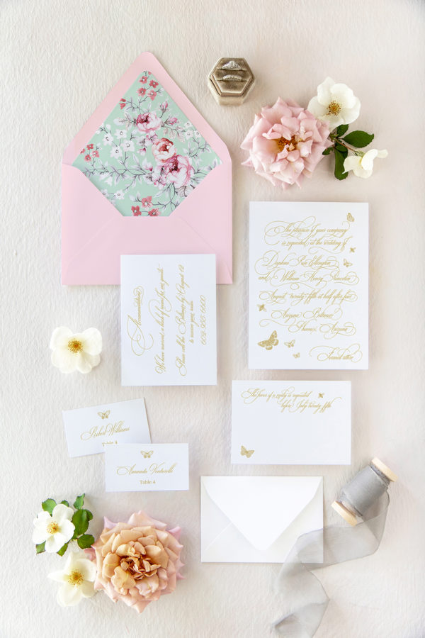 DAPHNE SUITE regency inspired wedding invitation with a chinoiserie envelope liner
