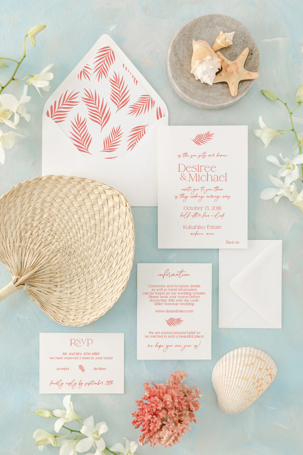 Hawaii wedding invitation - palm leaf wedding invitation