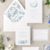 dusty blue toile wedding invitation