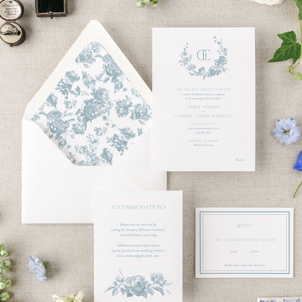 French toile wedding invitation