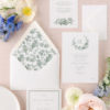 french toile wedding invitation - sage green