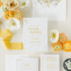 Mid-century modern monogram wedding invitation - yellow wedding invitation