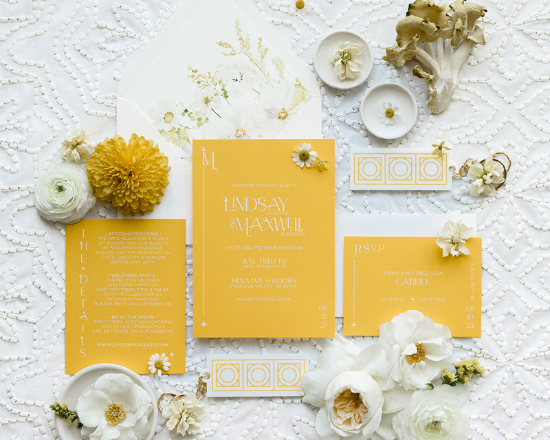 Golden Yellow Wedding Invitations Handmade Paper Cards Print Your Invi