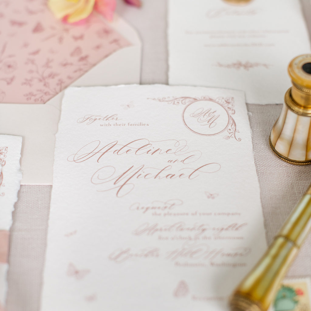 handmade paper wedding invitation
