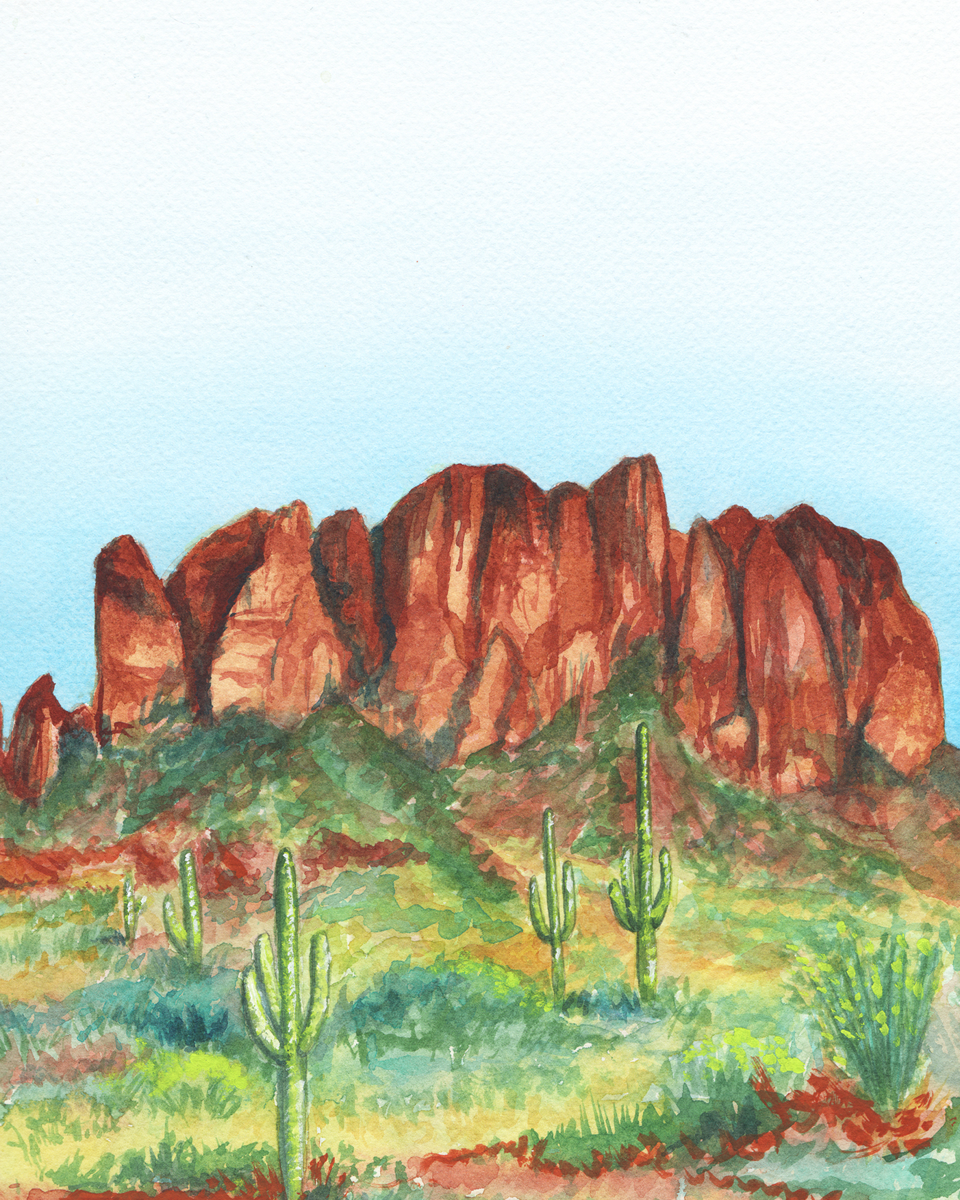 superstition mountains watercolor