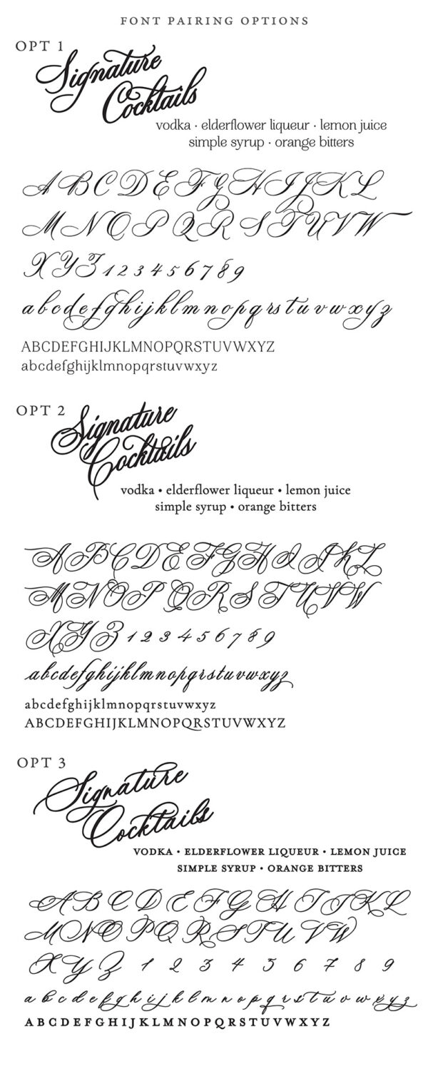 FONT PAIRING OPTIONS Font Styles for Bar Sign