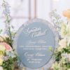 Oval bar sign with french blue and white acrylic – floral detail border Floral bar sign in an oval shape - French blue acrylic