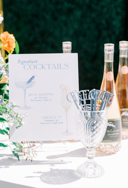 watercolor bar sign with custom acrylic stir sticks