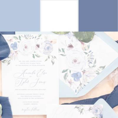 powder blue wedding invitation