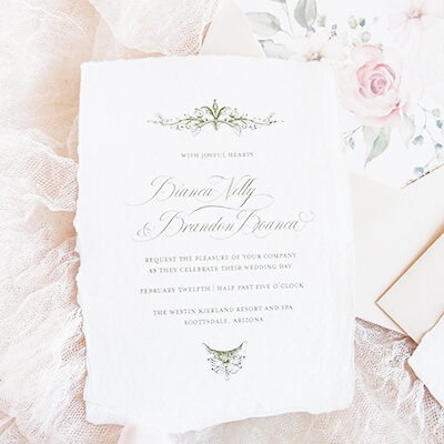 handmade paper wedding invitation elegant