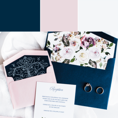 navy blue and blush wedding color palette