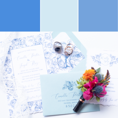 spanish wedding blue color palette